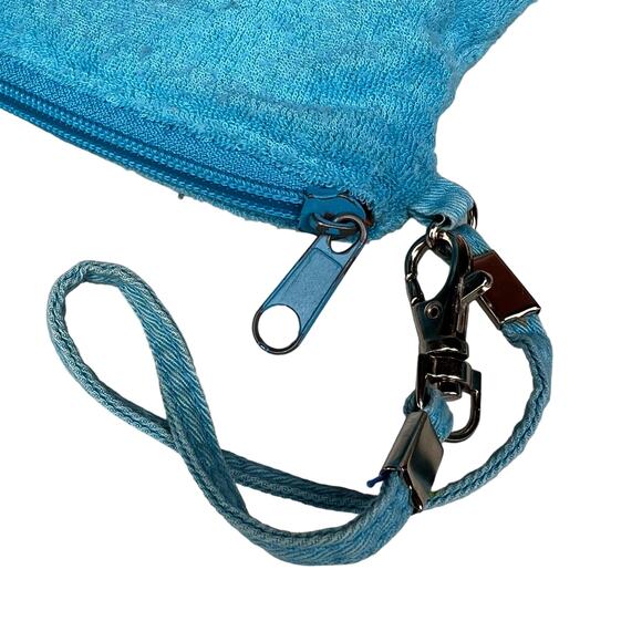 Old Navy Vintage Y2K 2005 Terry Cloth Floral Hibiscus Wristlet Wallet Blue - Picture 6 of 7